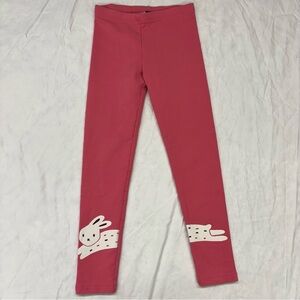Tea Girls Bunny Salmon Pink Rabbit‎ Bunny Graphic Leggings Size 7 VGUC
